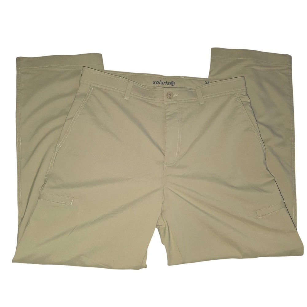 Solaris Men's Khaki Cargo Pants 34W x 29L Polyester‎ Spandex Outdoor Casual